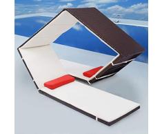 Xingshuoonline Liegestuhl, Doppelbett, Diamantenform, Poly-Rattan, braun, Gartenliege, Rückenlehnengröße: 80 x 60 cm (Länge x Breite)