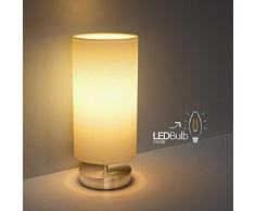 Nachttischlampe, Tischlampe, Nachtlicht für Schlafzimmer, TECKIN Stoff Schreibtischlampe, Minimalist Moderne Warm Nachttisch-Leuchte Kaffeetisch and Büro (4w E27 LED Birne Enthalten)