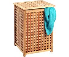 HomeTrends4You 433127 Wäschetruhe , 46 x 67 x 46 cm, Walnuss massiv geölt