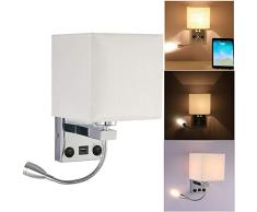 OurLeeme Bedside Wandleuchte, 2 in 1 LED Leselampe Moderne Hotel Schlafzimmer Wandleuchte2 Kippschalter für Wohnzimmer, Schlafzimmer (Lampe nicht enthalten) (1 Licht mit USB)