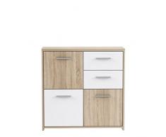 FORTE Kommode, Holz, Sonoma Eiche Dekor Kombiniert Mit Weiß, 77.2 x 29.6 x 77.5 cm