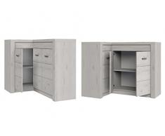 Mirjan24 Eckkommode Indiano I-15O, Kommode, Mehrzweckschrank Anrichte Diele Flur Esszimmer (Esche Hell, mit warmweißer LED-Beleuchtung)
