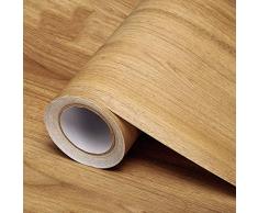 Selbstklebende Folie Holzmaserung Tapete dick PVC selbstklebende Tapete Retro 3d Wandaufkleber wasserdichte Kleiderschrank Tischmöbel (Birke) 60 x 1000 cm