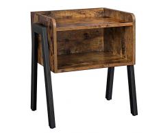 VASAGLE Nachttisch, Nachtkommode, Beistelltisch im Industrie-Design, stapelbarer Nachtschrank mit offenem Fach, Retro, rustikale Holzoptik, Akzentmöbel mit Metallbeinen, stabil, Vintage LET54X