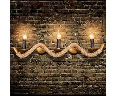 Kreative Nachttisch Wandlampe Antiker Art Torsionswellen-Seilwandlampe der antiken Wellenseil-Wandlampe Retro Industrielle Hanf Seil Wandleuchte Wand Lichtleisten Schmiedeeisen Wand Lampe