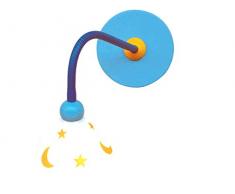 Tolle LED Wand-Leselampe fürs Kinderzimmer mit Mond & Sternen, Design PRINZ sehr flexibel + biegsam 30cm Flexrohr