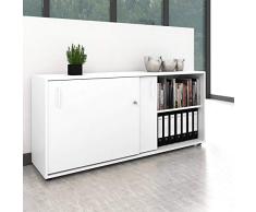 Schiebetürenschrank Sideboard NOVA 2OH 1.640 x 400 mm in Weiß