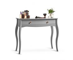 Beautify Schminktisch Kosmetiktisch Grau - 1 Schublade für Makeup / Schmuck - Vintage Stil mit roségoldenen Griffen, Frisiertisch Frisierkommode