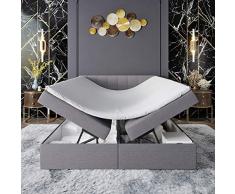 INNOCENT® - S4 | Boxspringbett mit Bettkasten 180x200 in Grau Stoff | 3D-Air 6cm Topper | Bonell-Federkernmatratze | H2 Härtegrad | Boxbett für Hotels | HB01