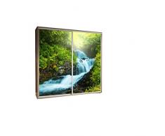 mb-moebel Kleiderschrank Schrank Gaderobe Schiebtüren 205 cm Wasserfall (Korpus: Wenge)