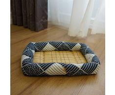 WJFGGXHK Hundebetten,Wellenmuster Zwinger Hund Matratze Für Schlafcouch Schlafen Pad Sommer Hunde Einfach Zu Reinigen Beißfest Four Seasons Haustier Betten Kissen Für Hund Katze Matte, M