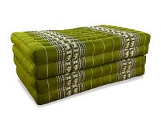 livasia Kapok Naturmatratze, Faltmatratze (Klappmatratze), klappbare Gästematratze als Gästebett, ökologische Naturmatratze (grün/Elefanten)