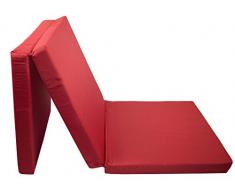 ZOLLNER Gästematratze, faltbar, PU-Schaumkern, 65x195 cm, 8 cm Höhe, rot