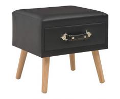 vidaXL 2X Nachttisch mit 1 Schublade Nachtschrank Nachtkonsole Nachtkommode Schlafzimmer Kommode Schrank Beistelltisch Schwarz Kunstleder 40x35x40cm