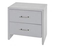 Nachtkonsole Nachttisch White Star mit 2 Schubladen Kunstleder weiß 50x43x45cm Nachtschrank Nachtschränkchen Nachtkommode Kommode Ablage Aufbewahrung modern schlicht elegant