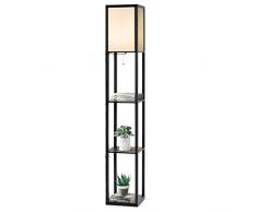 GOPLUS 3-Regal Stehleuchte, Stehlampe mit 3 Regalablagen, Standlampe Standleuchte Modern und Elegant mit Schalter, Innenbeleuchtung Lagerung Beleuchtung für Wohnzimmer Schlafzimmer Kinderzimmer