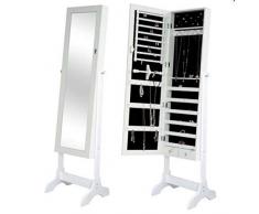 Schmuckschrank weiß Spiegelschrank Standspiegel Schmuckkommode Schmuckkasten