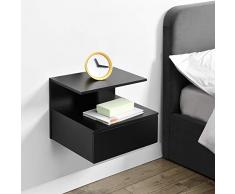 [en.casa] Wandschrank mit Schublade in Dunkelgrau Wandnachttisch 40x35x31cm Nachttisch Hängeschrank Wandregal Ablage Schweberegal Schubladenregal