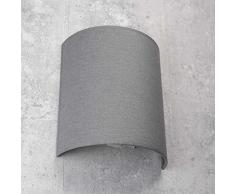 Wandleuchte Loft halbrund im modern Stil grau Stoffschirm 1x E27 bis max. 60W 230V Wandleuchte Stoff kompakt Beleuchtung Wohnzimmer Schlafzimmer