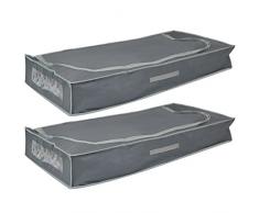 com-four® 2X Unterbettkommoden mit Reißverschluss, Haltegriff und Sichtfenster, 105 x 45 x 16 cm (02 Stück - 105x45x16cm)