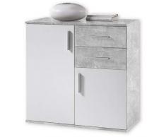 Stella Trading Bobby Kommode, Holzdekor, Beton-Weiß, ca. 80 x 82 x 35 cm