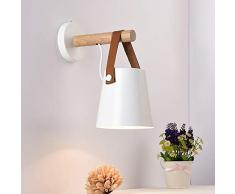 Wandleuchte Moderne Holz Eisen LED Wandleuchten Kreative Vintage Wandleuchte LED Minimaslist E27 Wandleuchte Leuchte für Wohnzimmer Schlafzimmer Bedside Study Veranda Korridor (Weiß)