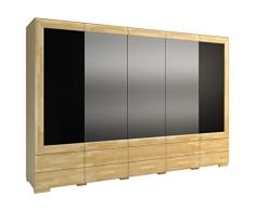 Drehtürenschrank / Kleiderschrank Lipik 45, Farbe: Eiche / Schwarz, teilmassiv - Abmessungen: 303 x 224 x 61 cm (B x H x T)
