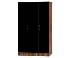 Alpha Kleiderschrank mit Triple, Holz, schwarz/Nussbaum