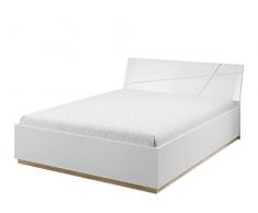 Mirjan24 Bett mit Bettkasten Futura DN13, Lattenrost, Doppelbett Ehebett, Bettgestell, Schlafzimmer, Bett (Weiß/Weiß Hochglanz + Riviera Eiche, ohne Beleuchtung)