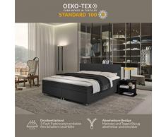 INNOCENT® - P4 | Boxspringbett 160x200 in Anthrazit Stoff | 3D-Air 6cm Topper | Bonell-Federkernmatratze | H2 Härtegrad | Boxbett für Hotels | HB00