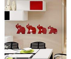 JWQT Wandtattoos Baby-Elefantschlafzimmer der Acrylkarikatur 3D, Schlafzimmerspiegel, dreidimensionale Wandaufkleber, Kinderzimmerflurdekoration, wasserdichte Aufkleber, Silberne Karikatur mögen Spi