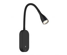 LED Bettleuchte Tulipano II 4.5W Leseleuchte USB Bettlampe Aufladestation, Farbe:Schwarz
