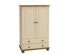 PKline Kleiderschrank Richard Schlafzimmer Schrank 2 türig Drehtürenschrank Creme