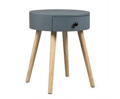 WOLTU Beistelltisch TS51gr-1 Nachttisch Nachtkommode Nachtschrank Sofatisch, mit Schublade, mit Beinen, Holz, MDF, Grau, 38x38x48cm(BxTxH)