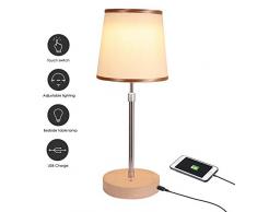 Nachttischlampe Touch Dimmbar, LED Tischlampe mit USB lüssen Dekorative Nachttisch-Leuchte für Schlafzimmer
