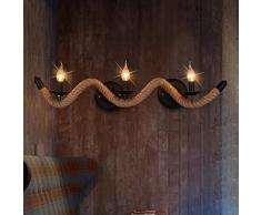 Antiker Art Torsionswellen-Seilwandlampe der antiken Wellenseil-Wandlampe Retro Industrielle Hanf Seil Wandleuchte Kreative Nachttisch Wandlampe Wand Lichtleisten Schmiedeeisen Wand Lampe