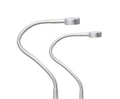 LED Bettleuchte Leseleuchte Bettlampe Flexleuchte chrom silbergrau Touch Schalt, Farbe:silbergrau/alu eloxiert, Größe:2er Set