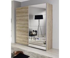 Schwebetürenschrank braun Sanremo hell 2 Türen B 181 cm Schrank Kleiderschrank Schiebetürenschrank Spiegelschrank Jugendzimmer Schlafzimmer
