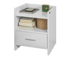 SoBuy® FBT66-W Nachttisch Nachtschrank Beistelltisch mit 1 Schublade und 2 Ablagen, weiß, BHT ca.: 38x45x35cm