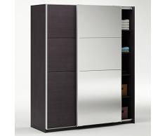 Schwebetürenschrank Ebenholz braun 2 Türen B 170 cm Schiebetürenschrank Kleiderschrank Wäscheschrank Spiegelschrank Jugendzimmer Schlafzimmer