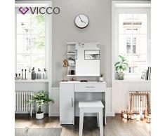 VICCO Schminktisch Fynnia Weiß Kosmetiktisch Frisierkommode Frisiertisch Spiegel +++ MIT AUFKLAPPBAREN SPIEGELSCHRANK +++