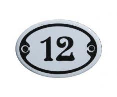 Nummer 12 Mini Emaille Schild Jugendstil ca. 4,2 x 6,2 cm Türschild Zimmer Schublade Schrank Kommode Emailschild oval weiß