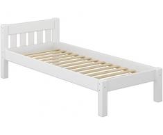 Erst-Holz® Futonbett Einzelbett 100x200 Massivholzbett Kiefer weiß Jugendbett mit Rollrost 60.38-10 W