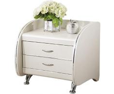 XJZxX Nachttisch Aus Leder Massivholz Side Cabinet Nachttisch Creative Locker Zwei Schubladen Schränke Nachttisch (Color : White)