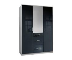 Wimex Kleiderschrank/ Drehtürenschrank Clack, (B/H/T) 135 x 198 x 58 cm, Schwarz/ Absetzung Weiß