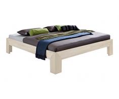 Unbekannt Massivholz-Bett Selina weiß 140 x 200 cm aus Kernbuche, Holzbett, als Doppel- und Jugend-Bett verwendbar, inkl. Stecksystem, 1 Bett á 140 x 200 cm