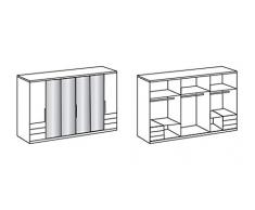 lifestyle4living Kleiderschrank in weiß, moderner Schrank mit 2 Falttüren und 2 Drehtüren, ausgestattet mit 4 Spiegelflächen und 6 Schubladen