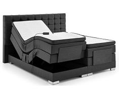 Boxspringbett elektrisch verstellbar 180 200x200cm Taschkenfederkern Doppelbett Ehebett Grau Anthrazit Dublin (180 x 200 cm, Anthrazit)