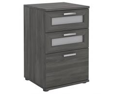 CARO-Möbel Nachttisch für Boxspringbetten MARIKE Nachtschrank Nachtkommode in esche grau, mit 3 Schubladen