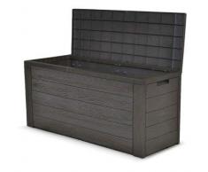 dynamic24 Auflagenbox Holz Optik Gartenbox Gartentruhe Auflagen Kissenbox Gartentruhe